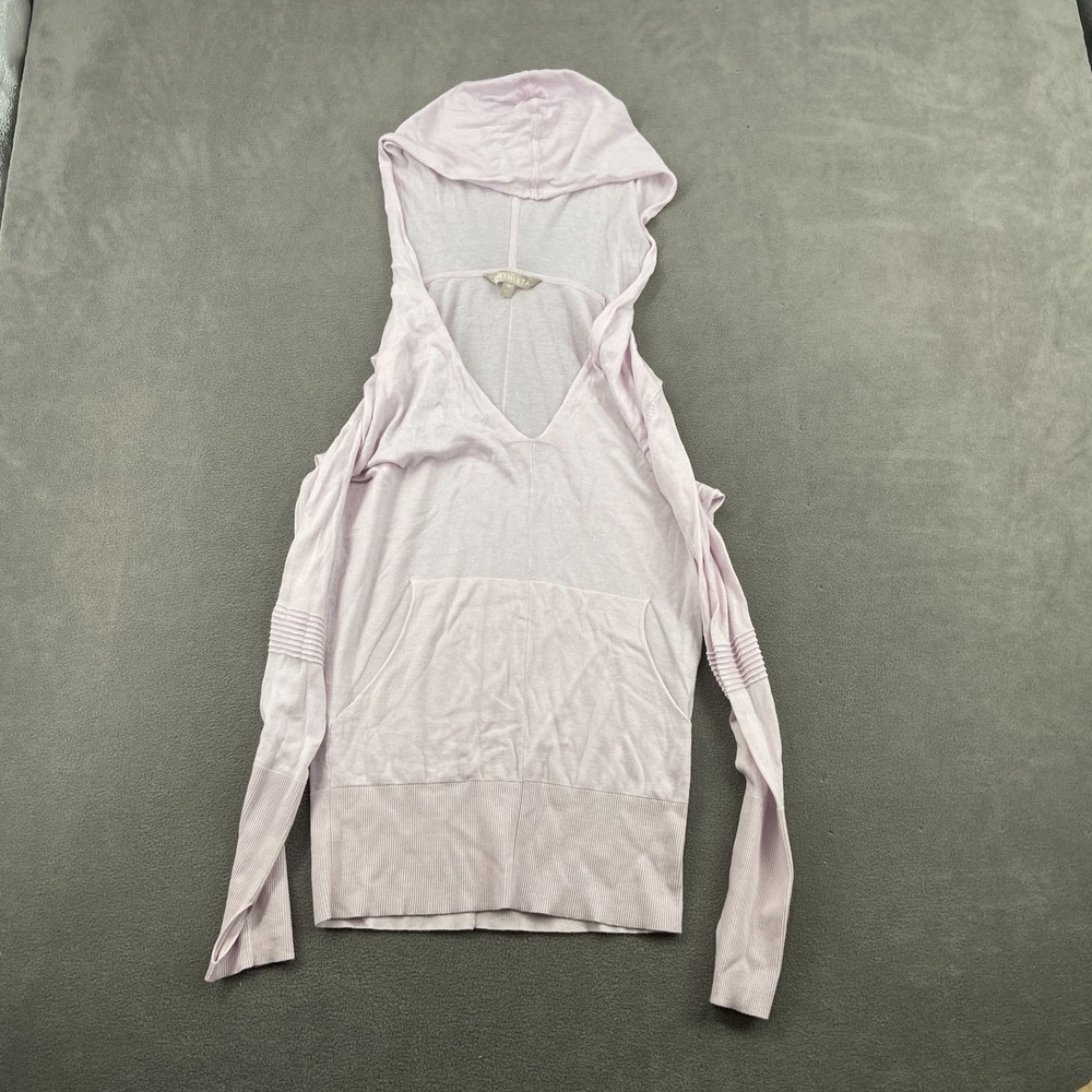 Athleta Hoodie Womens XS Pink Cotton Tight Knit Ribbed Thumbhole Sleeve Winter